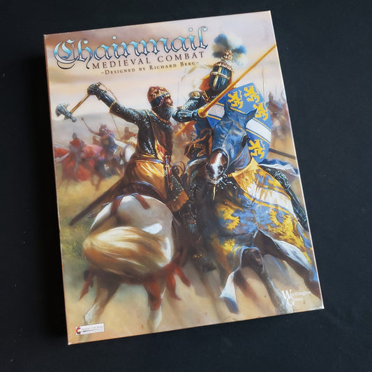 Image shows the front cover of the box of the Chainmail board game