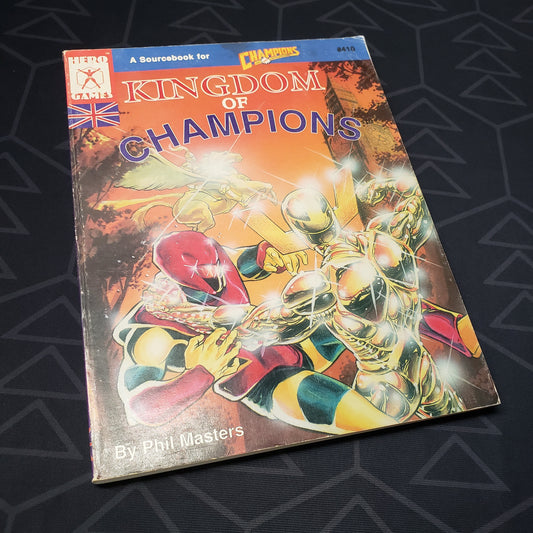 Image shows the front cover of the Kingdom of Champions book for the roleplaying game Champions