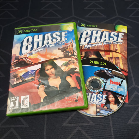 Image shows the case, manual & disc for the video game Chase: Hollywood Stunt Driver for Xbox