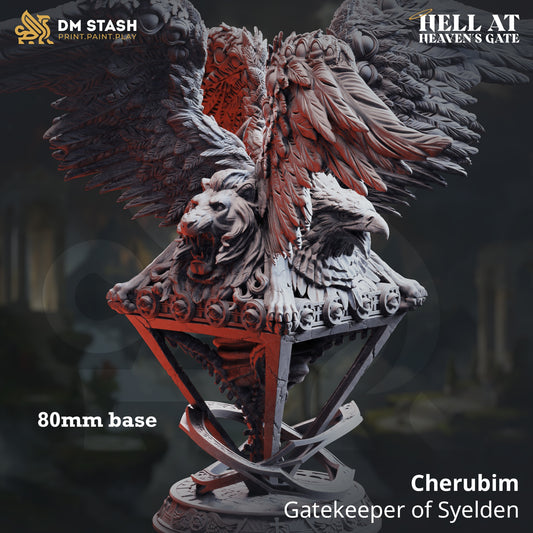 Image shows a 3D render of a biblically-accurate cherubim gaming miniature.