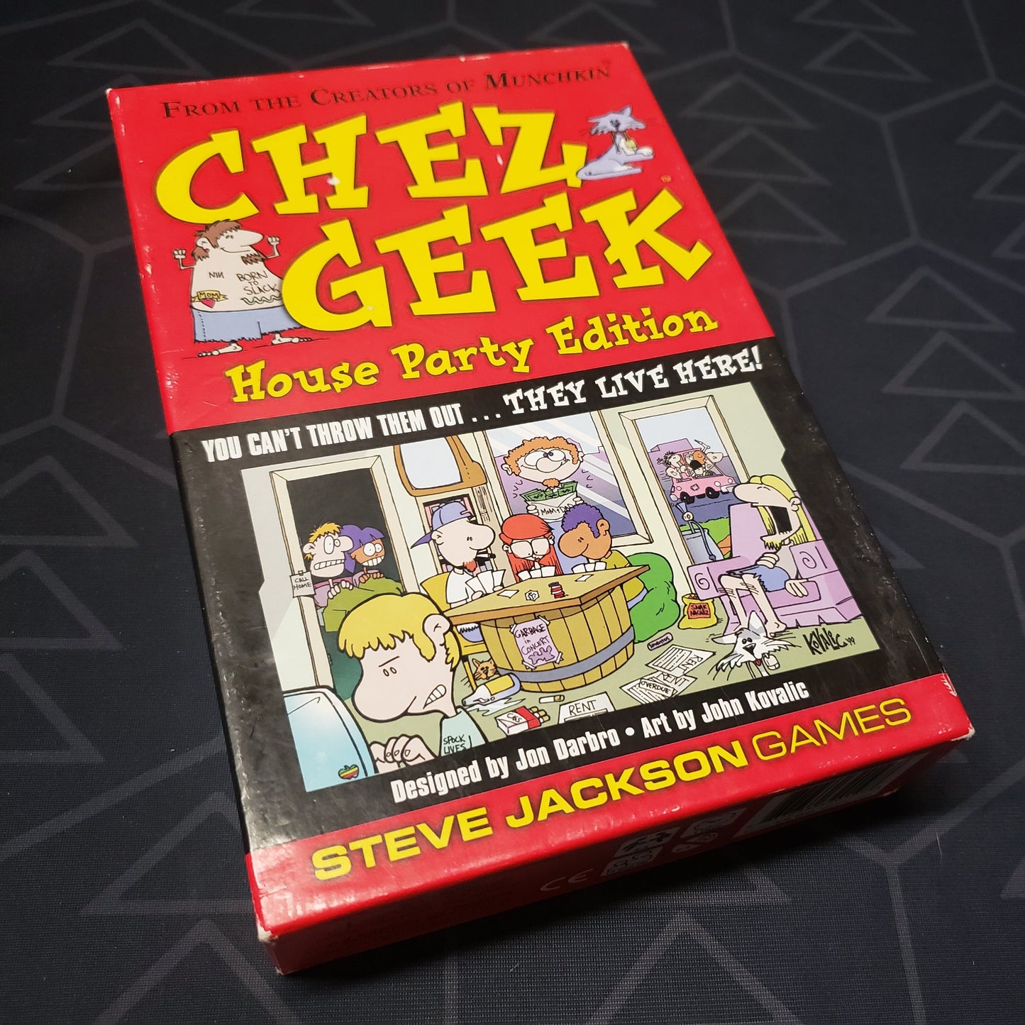 Image shows the front cover of the box for the Chez Geek: House Party Edition card game