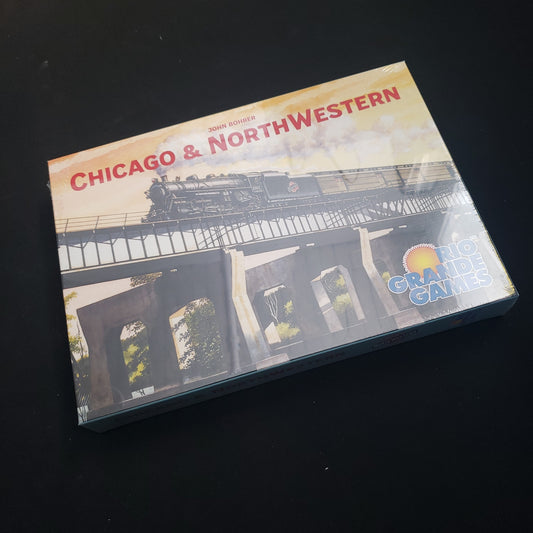 Image shows the front cover of the box of the Chicago & NorthWestern board game