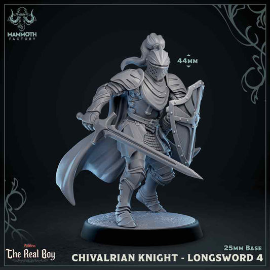 Image shows a 3D render of an medieval knight gaming miniature