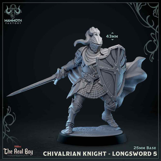 Image shows a 3D render of an medieval knight gaming miniature