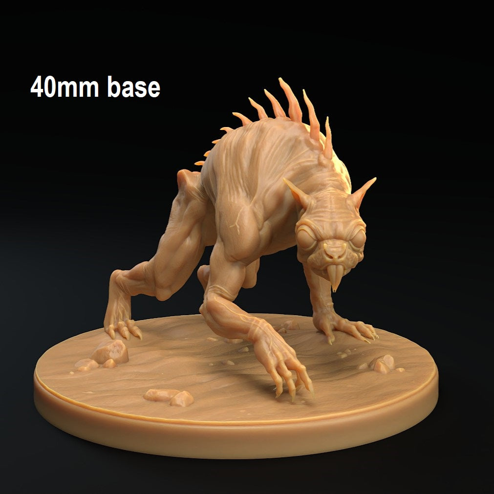 Image shows a 3D render of a chupacabra gaming miniature