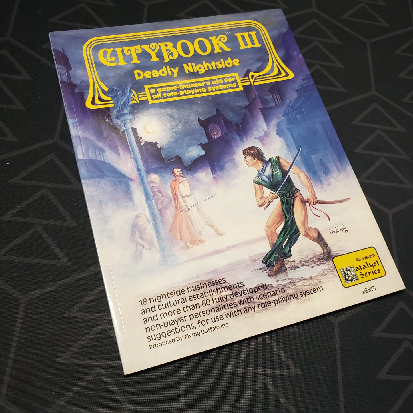 Image shows the front cover of the Citybook III: Deadly Nightside roleplaying game book