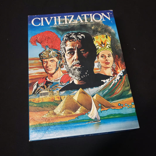 Image shows the front cover of the box of the Civilization board game