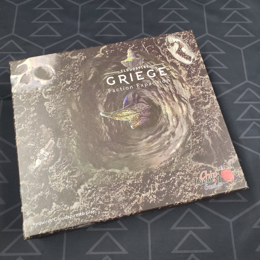 Image shows the front of the box for the Griege faction expansion for the game Cloudspire
