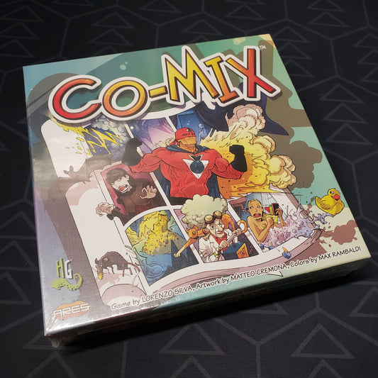 Image shows the front cover of the box for the Co-Mix board game