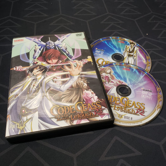 Image shows the case, insert & disc for the Part 4 episode set of the anime TV series Code Geass Lelouch of the Rebellion R2 on DVD