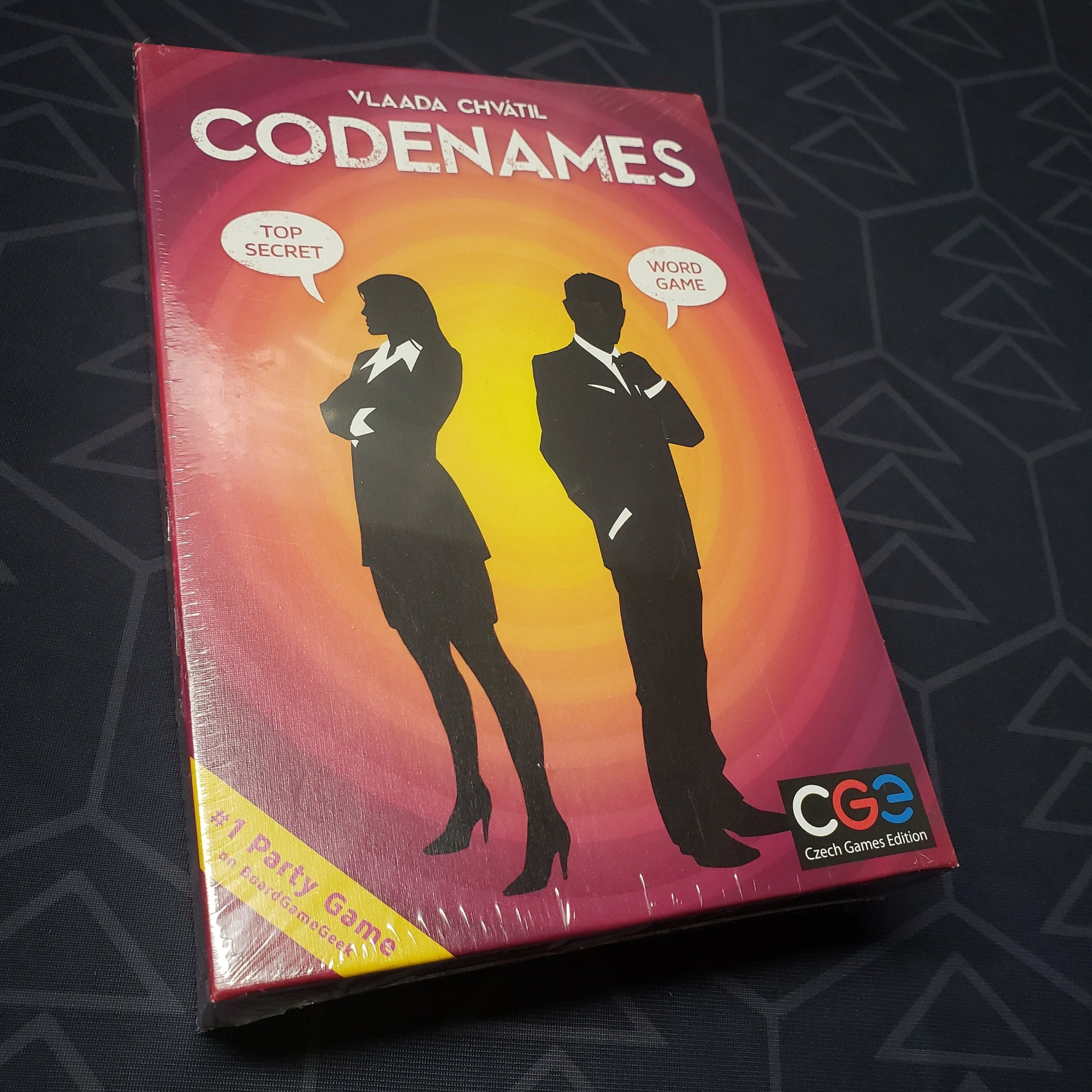 Image shows the front cover of the box for the Codenames board game
