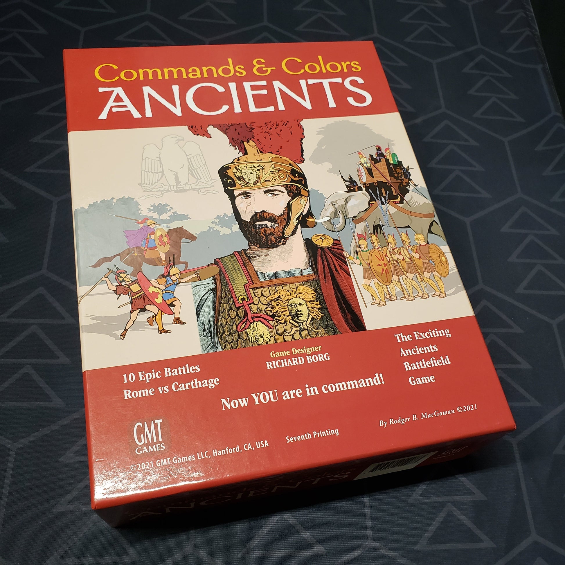 Image shows the front cover of the box for the Commands & Colors: Ancients board game