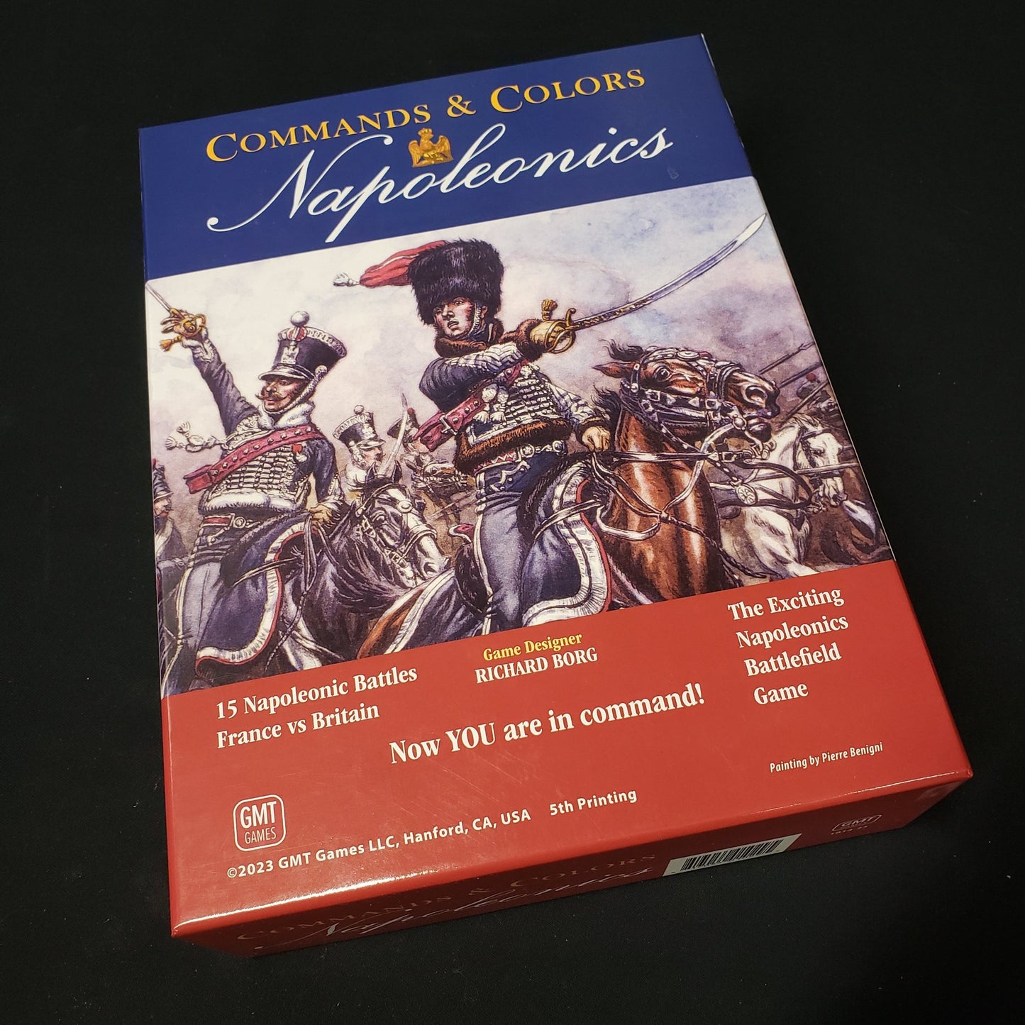 Image shows the front cover of the box of the Commands & Colors: Napoleonics board game