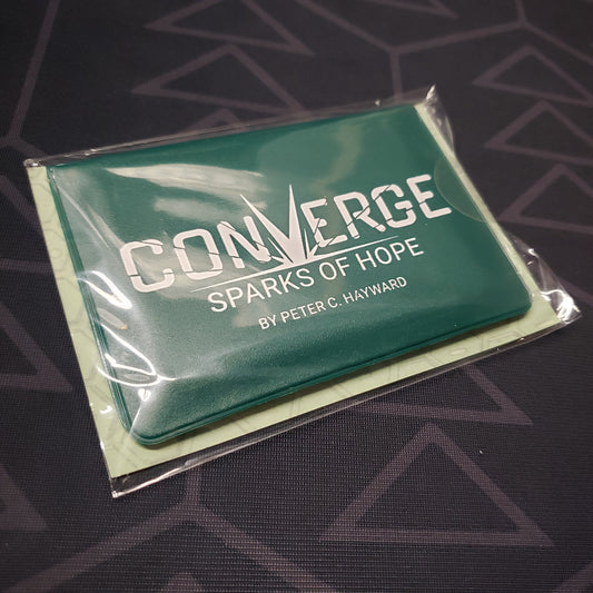 Image shows the front of the card wallet for the Converge: Sparks of Hope card game