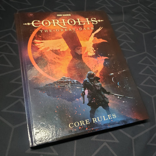 Image shows the front cover of the core rulebook for the roleplaying game Coriolis: The Great Dark
