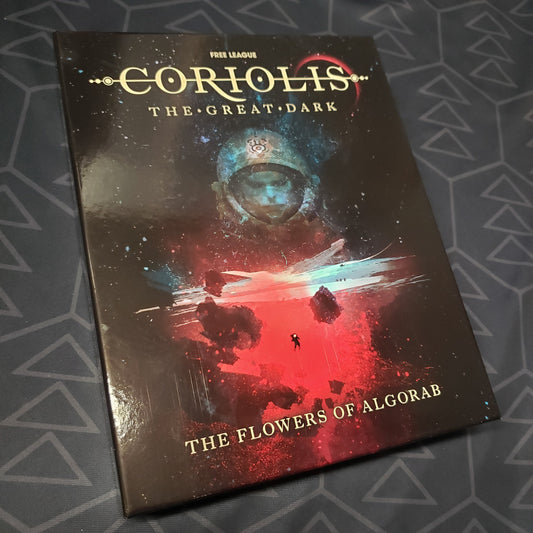 Image shows the front cover of the Flowers of Algorab box set for the roleplaying game Coriolis: The Great Dark