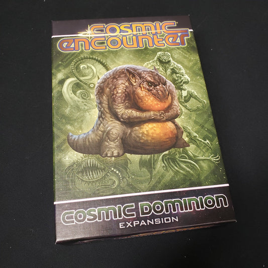 Image shows the front cover of the box for the Cosmic Dominion expansion from the board game Cosmic Encounter