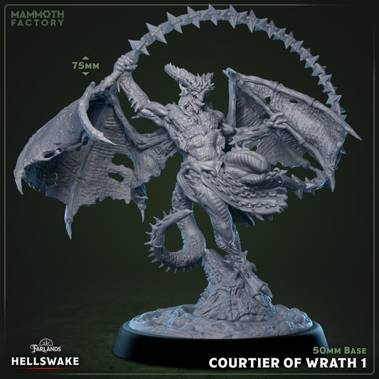 Image shows a 3D render of a winged chain demon gaming miniature.