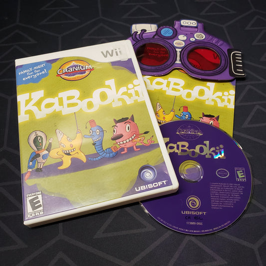 Image shows the case, manual and disc for the video game Cranium Kabookii for Nintendo Wii