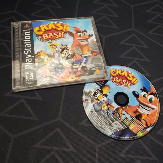 Image shows the jewel case with manual and disc for the video game Crash Bash for Playstation 1