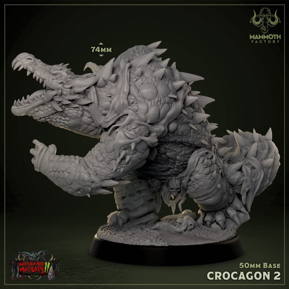 Image shows a 3D render of a crocodile warrior gaming miniature