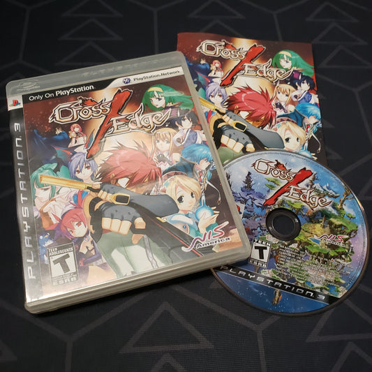 Image shows the case, manual and disc for the video game Cross Edge for Playstation 3