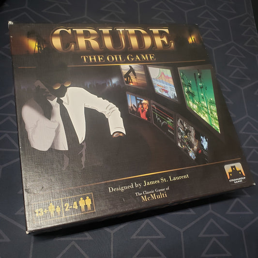 Image shows the front cover of the box for the Crude: The Oil Game board game