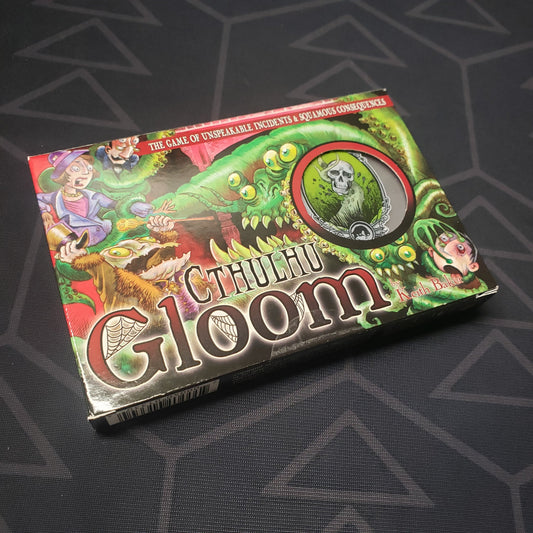 Image shows the front cover of the box for the Cthulhu Gloom card game