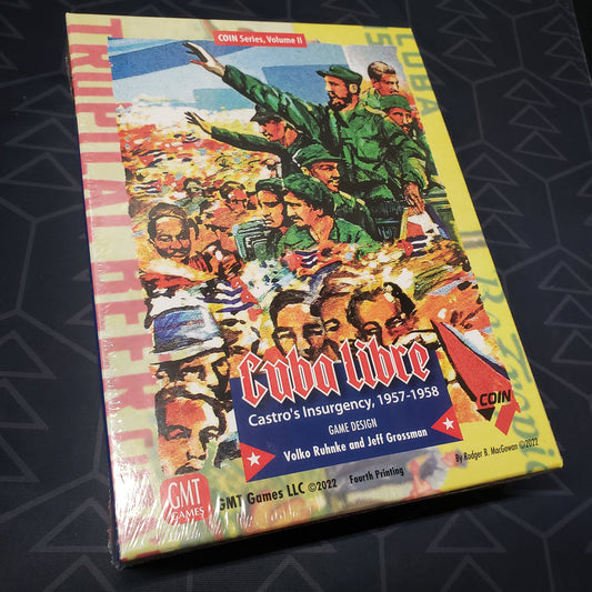 Image shows the front cover of the box for the Cuba Libre board game