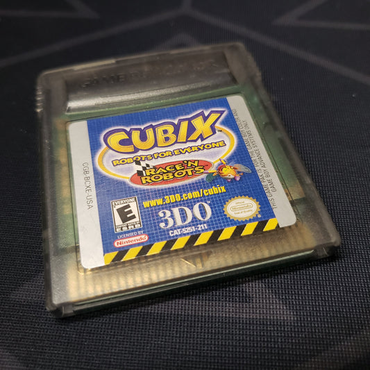 Image shows the front of the cartridge for the video game Cubix: Robots for Everyone - Race 'N Robots for Nintendo Game Boy Color