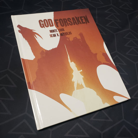 Image shows the front cover of the Godforsaken book for the Cypher System roleplaying game