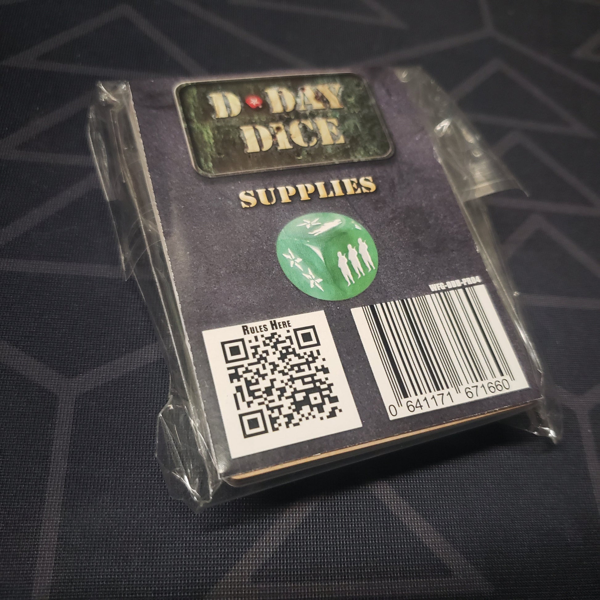 Image shows the front of the packaging of the Supplies expansion for the board game D-Day Dice (Second Edition)