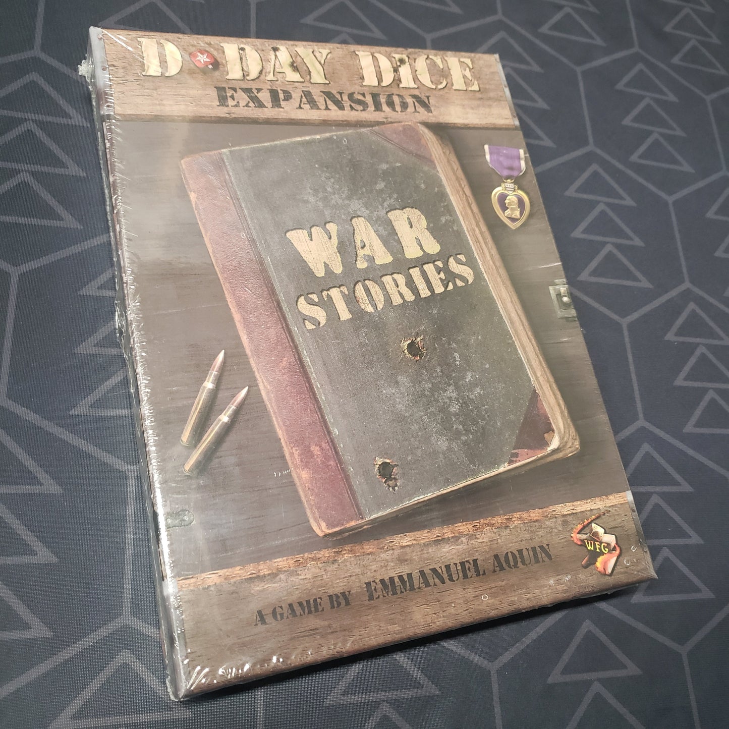 Image shows the front cover of the box of the War Stories expansion for the board game D-Day Dice (Second Edition)