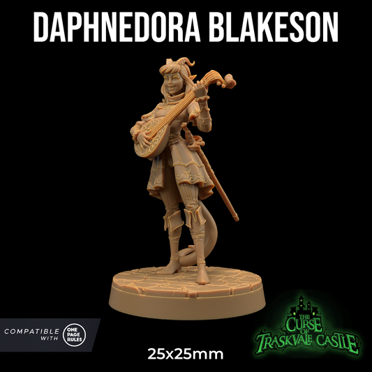 Image shows a 3D render of a tiefling bard gaming miniature