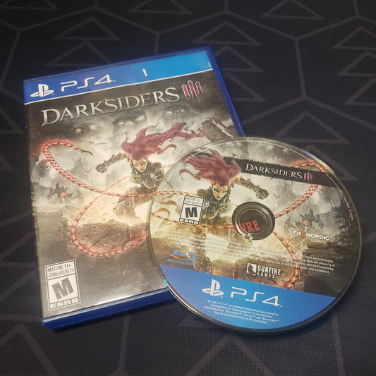 Image shows the case & disc for the video game Darksiders III for Playstation 4