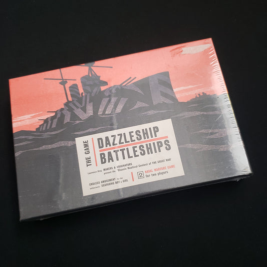 Image shows the front cover of the box of the Dazzleship Battleships board game