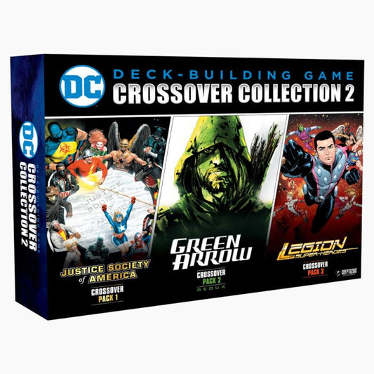 Image shows the front cover of the box of the Crossover Collection 2 expansion for the DC Comics Deckbuilding Game