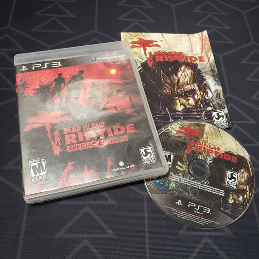 Image shows the case, manual and disc for the video game Dead Island: Riptide for Playstation 3