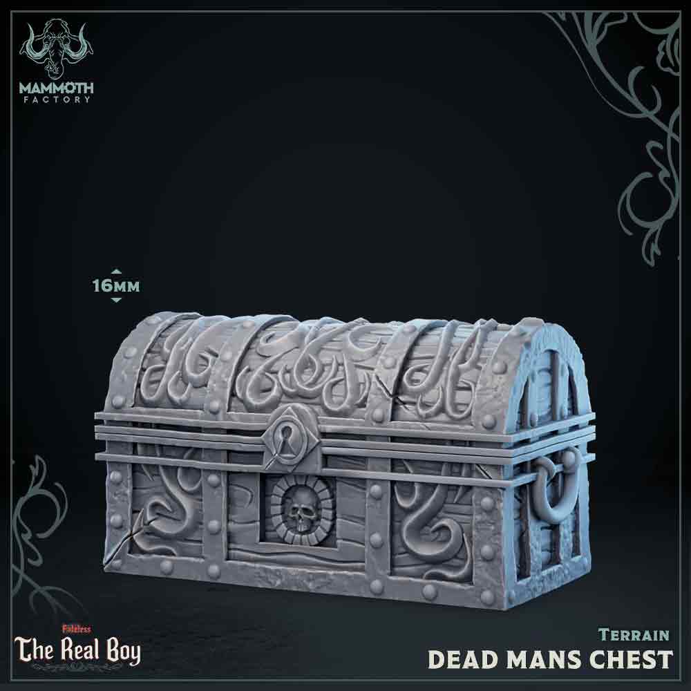 Image shows a 3D render of a treasure chest gaming miniature