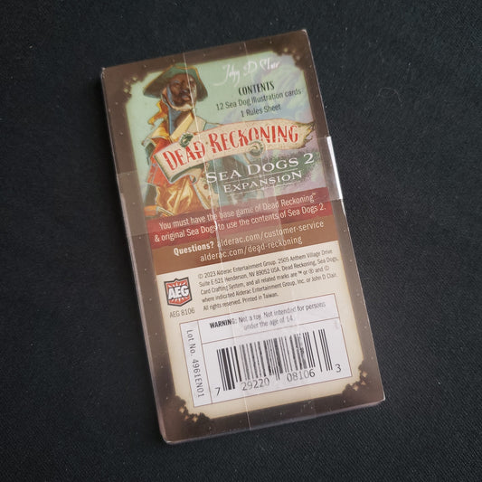 Image shows the front card from the Sea Dogs 2 expansion for the board game Dead Reckoning