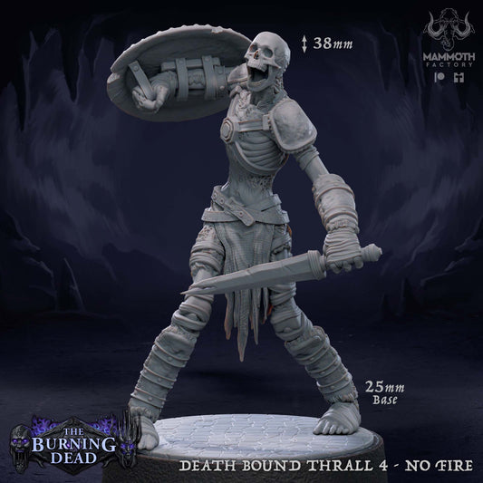 Image shows a 3D render of a skeleton warrior gaming miniature.