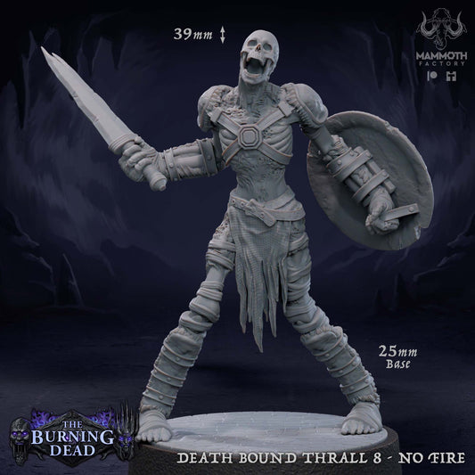 Image shows a 3D render of a skeleton warrior gaming miniature.