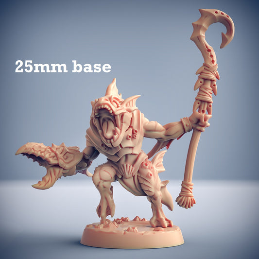 Image shows a 3D render of a merfolk warrior gaming miniature.