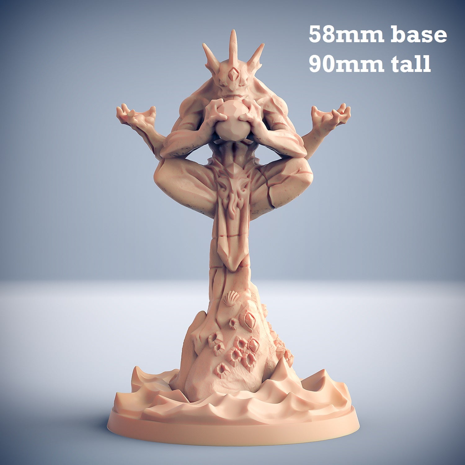 Image shows a 3D render of a piece of gaming miniature terrain of a merfolk shrine 