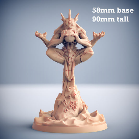 Image shows a 3D render of a piece of gaming miniature terrain of a merfolk shrine 