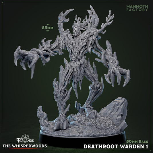 Image shows a 3D render of a forest elemental gaming miniature.