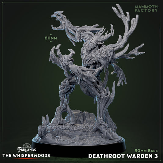 Image shows a 3D render of a forest elemental gaming miniature.
