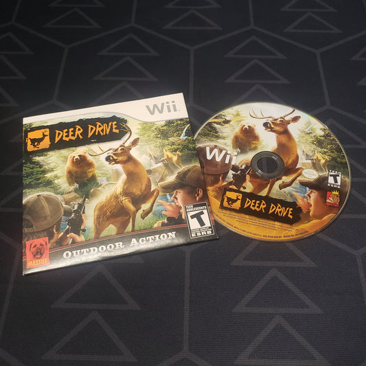 Image shows the cardboard sleeve & disc for the video game Deer Drive for Nintendo Wii