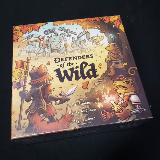 Image shows the front cover of the box of the Defenders of the Wild board game