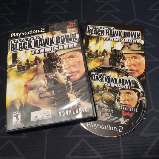 Image shows the case, manual & disc for the video game Delta Force: Black Hawk Down - Team Sabre for Playstation 2